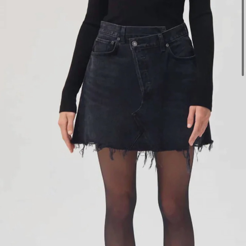 Agolde - Black Denim Goldie Criss Cross Skirt In Hitchhike Size 4